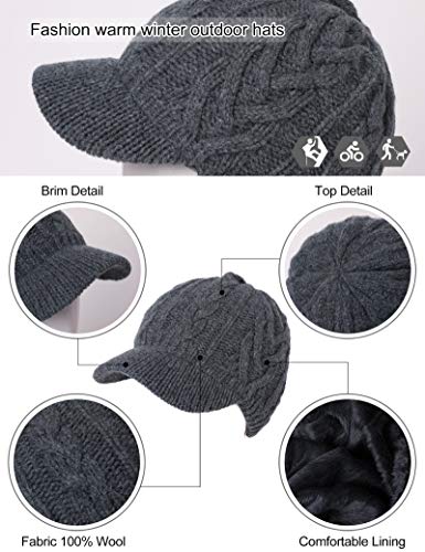 Jeff & Aimy Wool Knitted Visor Beanie Cap Jeff & Aimy Wool Knitted Visor Beanie Cap